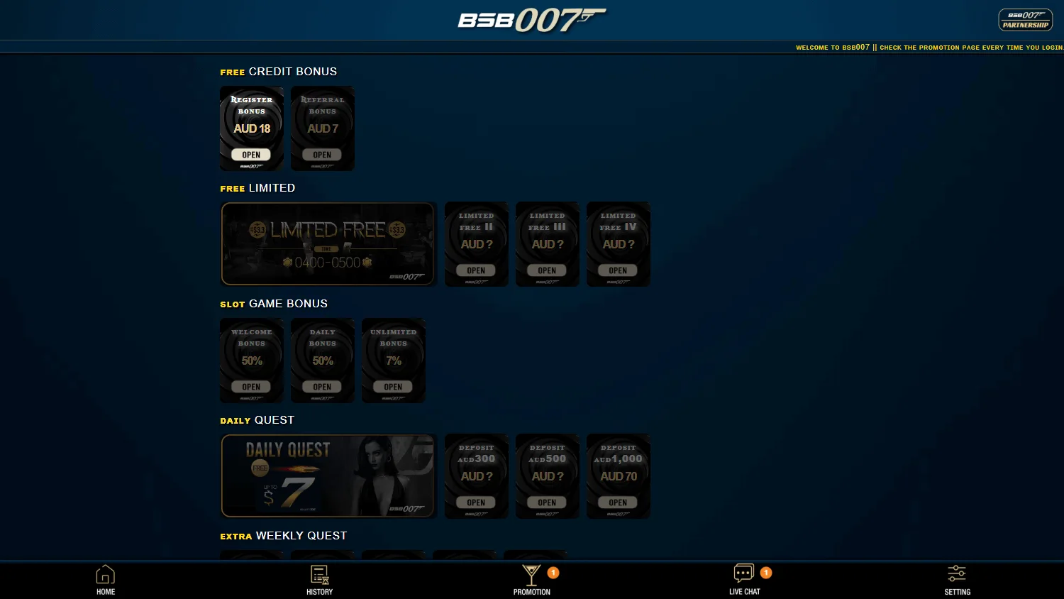 Bsb007 Casino desktop promotions with cashback, tournaments and bonus offers